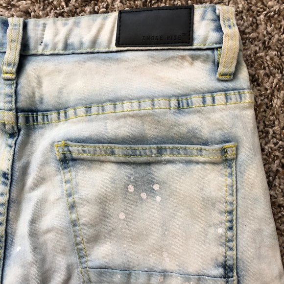 Smoke Rise Men's Rip & Repair Denim Jeans 32x32 Trendy Stylish Streetwear - Picture 12 of 15